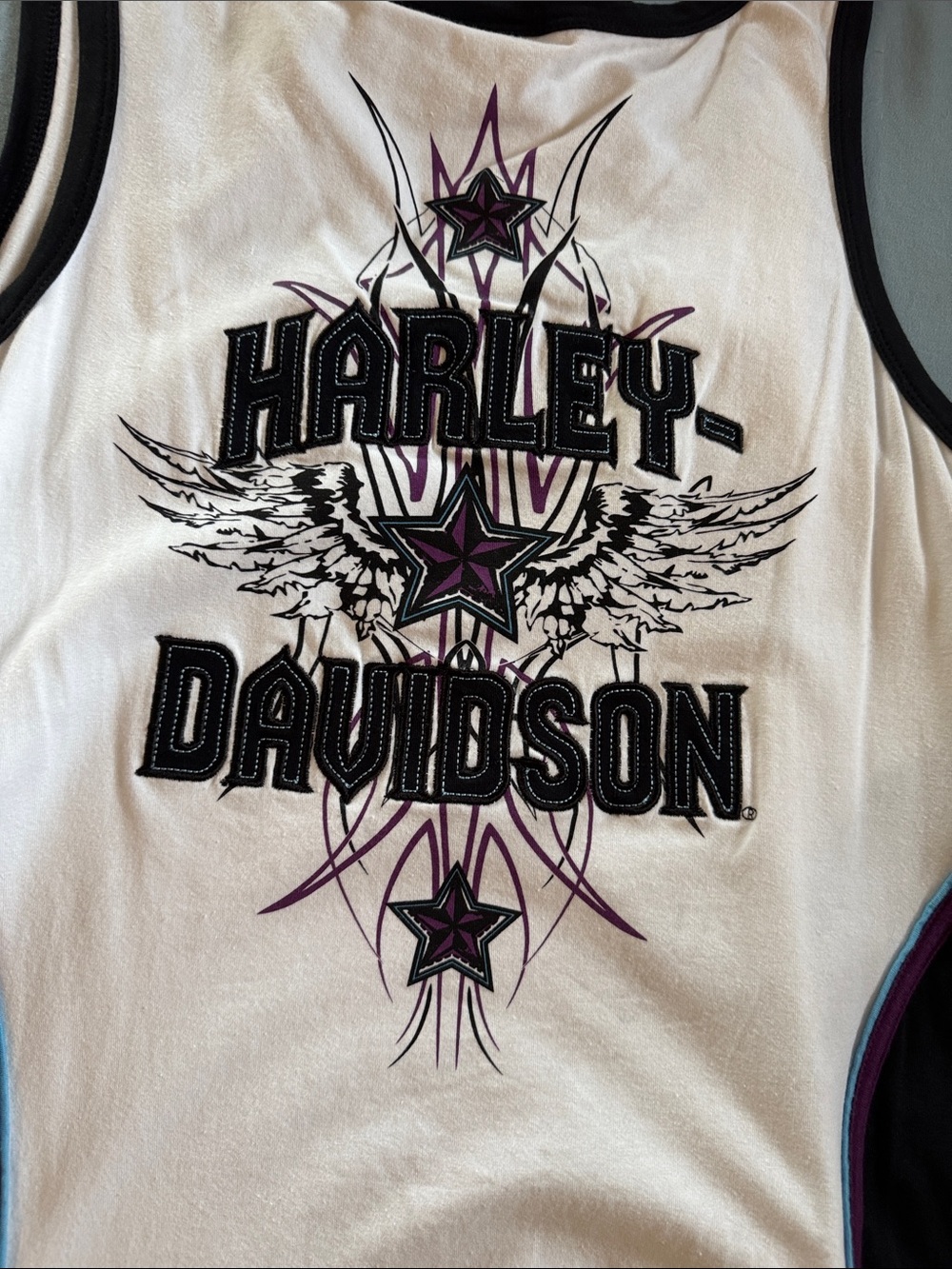 Harley-Davidson White Tank with Black Trim and Logo - Picture 5 of 5